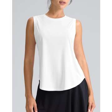 SANTINY Women's Sleeveless Workout Tops - Lightweight & Breathable Activewear for Yoga, Running, Ten...