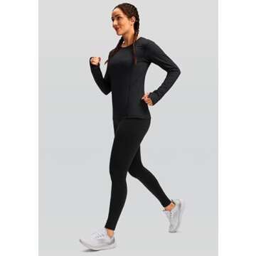 Women's Thermal Fleece Lined Running Shirt with Thumb Holes