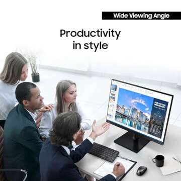 SAMSUNG FT45 Series 24-Inch FHD 1080p Computer Monitor, 75Hz, IPS Panel, HDMI, DisplayPort, USB Hub, Height Adjustable Stand, 3 Yr WRNTY (LF24T454FQNXGO),Black