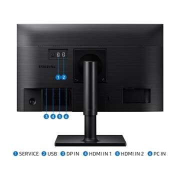 SAMSUNG FT45 Series 24-Inch FHD 1080p Computer Monitor, 75Hz, IPS Panel, HDMI, DisplayPort, USB Hub, Height Adjustable Stand, 3 Yr WRNTY (LF24T454FQNXGO),Black