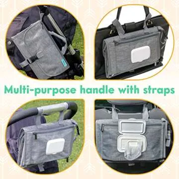 Kopi Baby Portable Diaper Changing Pad - Baby Diaper Changer Travel Bag with Wipes Pocket, Smart Design Portable Changing Mat, Infant Travel Station Kit, Gift for Newborn Girl & Boy - Grey