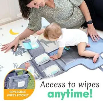 Kopi Baby Portable Diaper Changing Pad - Baby Diaper Changer Travel Bag with Wipes Pocket, Smart Design Portable Changing Mat, Infant Travel Station Kit, Gift for Newborn Girl & Boy - Grey