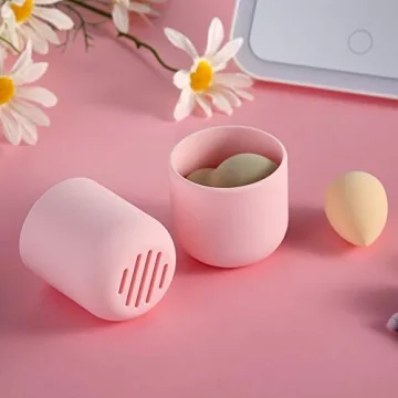 BEZOX Makeup Sponge Holder, Silicone Travel Beauty Sponges Case, Cosmetic Face Blender Drying Container (BLENDER NOT INCLUDED) - Pink