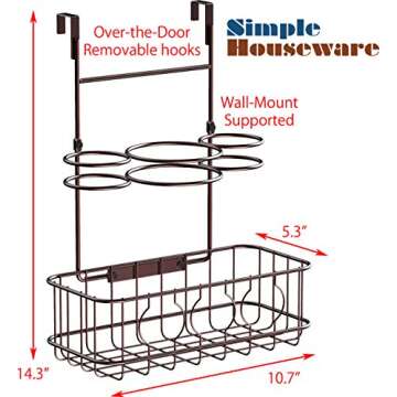 Simple Houseware Cabinet Door/Wall Mount Hair Dryer & Styling Tools Organizer Storage, Bronze