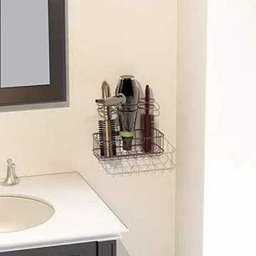 Simple Houseware Cabinet Door/Wall Mount Hair Dryer & Styling Tools Organizer Storage, Bronze