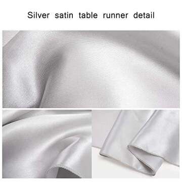 5 Pack Silver Table Runners 12 x 108 Inches Long Smooth Silk Silver Satin Table Runner for New Year Party Christmas Graduations Birthday Banquet Decoration