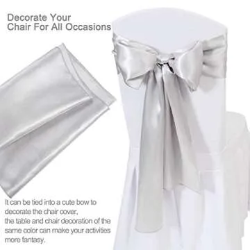 5 Pack Silver Table Runners 12 x 108 Inches Long Smooth Silk Silver Satin Table Runner for New Year Party Christmas Graduations Birthday Banquet Decoration