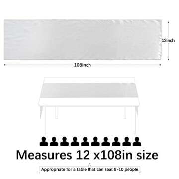 5 Pack Silver Table Runners 12 x 108 Inches Long Smooth Silk Silver Satin Table Runner for New Year Party Christmas Graduations Birthday Banquet Decoration