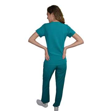 Green Town Scrubs V-Neck Set for Women - Teal - Medium
