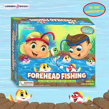 Winning Fingers Fishing Game | Includes 28 Fish, 4 Rods, 4 Forehead Rods, Rotating Board | Great Pre...