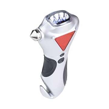 General Tools 7902 4-in-1 Car Escape Tool - Window Breaker, Seat Belt Cutter, Flashing Hazard Light, LED Flashlight