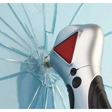 General Tools 7902 4-in-1 Car Escape Tool - Window Breaker, Seat Belt Cutter, Flashing Hazard Light, LED Flashlight