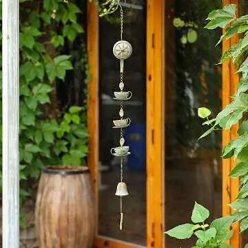 Jemeni Vintage Teapot Rain Chime with Bell - 40"