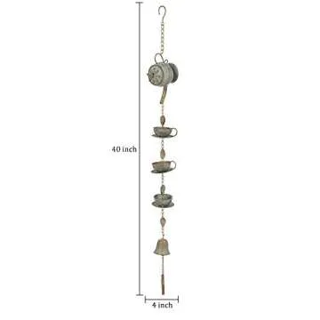 Jemeni Vintage Teapot Rain Chime with Bell - 40"