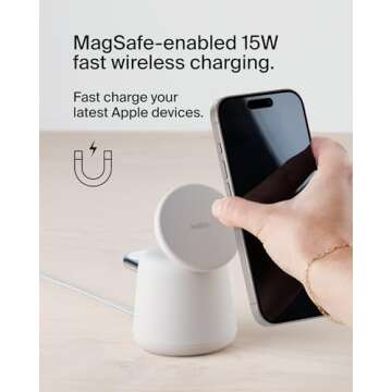 Belkin 2-in-1 MagSafe Wireless Charging Dock 15W Fast Charge iPhone Charger Compatible with iPhone 1...