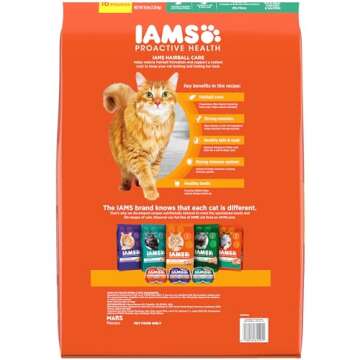 IAMS PROACTIVE HEALTH Adult Hairball Care Dry Cat Food with Chicken and Salmon Cat Kibble, 16 lb. Ba...
