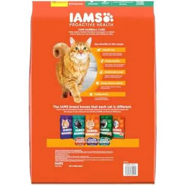 IAMS PROACTIVE HEALTH Adult Hairball Care Dry Cat Food with Chicken and Salmon Cat Kibble, 16 lb. Ba...