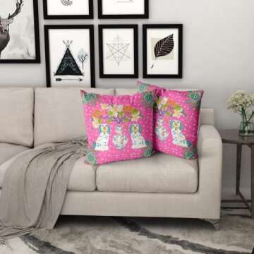 Chinoiserie Pillow Covers 18x18 Inches Set of 2 Pink Speckled Dog Floral Throw Pillow Case Traditional Style Flower Cushion Covers Farmhouse Decor for Couch Sofa Bed