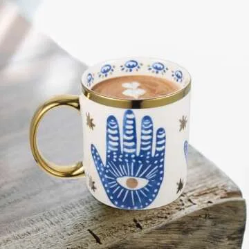 Beccalame Evil Eye Coffee Mug 12oz Stylish Porcelain Cup