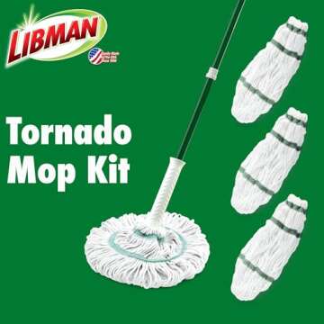 Libman Tornado Mop & Three Refills | Self Wringing Mop | Cotton Mop Head | Twist Mop | Twist Mop Hea...