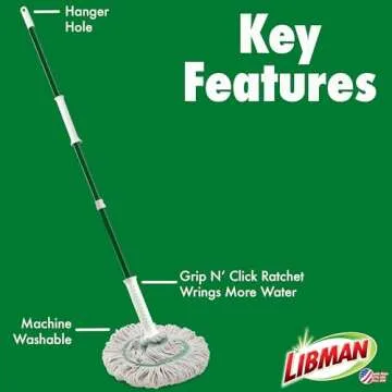 Libman Tornado Mop Kit with Refills for Easy Home Cleaning