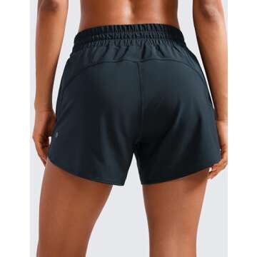 CRZ YOGA Women's Mid Waisted Running Shorts Liner - 5' Quick Dry for Athletic Sport Workout with Zip...