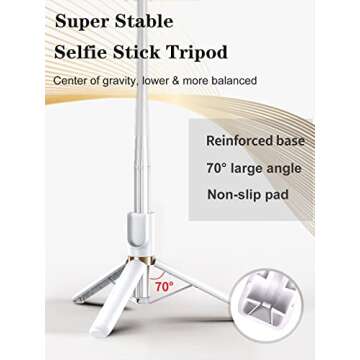 Selfie Stick Tripod with Wireless Remote, 46'' Cellphone Selfie Stick Tripod with LED Fill Light, for iPhone 16/15/14/14 pro/13/13 Pro/12/11/11 Pro/XS Max/XS/XR/X/8/7 and Android Smartphone(Upgrade)