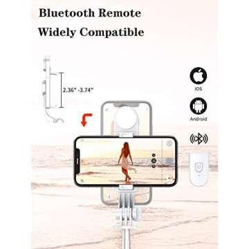 Selfie Stick Tripod with Wireless Remote, 46'' Cellphone Selfie Stick Tripod with LED Fill Light, for iPhone 16/15/14/14 pro/13/13 Pro/12/11/11 Pro/XS Max/XS/XR/X/8/7 and Android Smartphone(Upgrade)