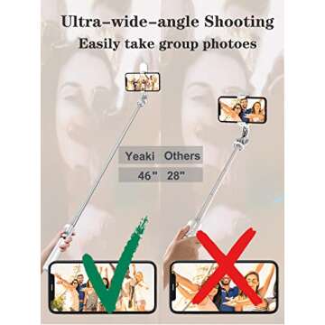 Selfie Stick Tripod with Wireless Remote, 46'' Cellphone Selfie Stick Tripod with LED Fill Light, for iPhone 16/15/14/14 pro/13/13 Pro/12/11/11 Pro/XS Max/XS/XR/X/8/7 and Android Smartphone(Upgrade)