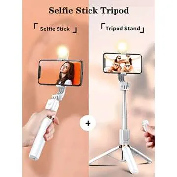 Versatile Selfie Stick Tripod with LED Light and Remote