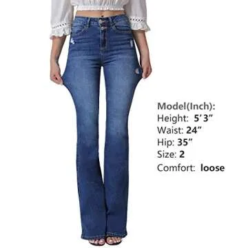 VIPONES Bell Bottom Jeans High Rise Flared Denim for Women