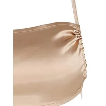 ZAFUL Women's 2 Piece Cut Out Silky Satin and One Shoulder Mini Cami Dresses for Graduation Night Club Date Party(Champagne, S)