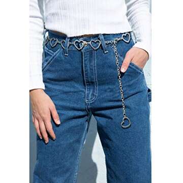 WHIPPY Metal Waist Chain Women Adjustable Body Link Belts Fashion Belly Jewelry for Jeans Dresses Silver