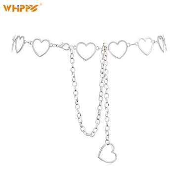 WHIPPY Metal Waist Chain Women Adjustable Body Link Belts Fashion Belly Jewelry for Jeans Dresses Silver