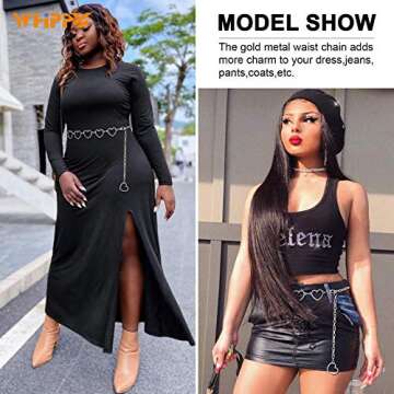 WHIPPY Metal Waist Chain Women Adjustable Body Link Belts Fashion Belly Jewelry for Jeans Dresses Silver