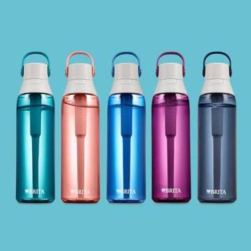 Brita Hard-Sided Plastic Premium Filtering Water Bottle, BPA-Free, Replaces 300 Plastic Water Bottles, Filter Lasts 2 Months or 40 Gallons, Includes 1 Filter, Kitchen Accessories, Orchid - 26 oz.