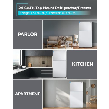 BLACK+DECKER 24 Cu. Ft. Top Mount Refrigerator with Ice Maker, 2-Door Refrigerator with Top Freezer,...