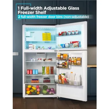 BLACK+DECKER 24 Cu. Ft. Top Mount Refrigerator with Ice Maker, 2-Door Refrigerator with Top Freezer, Freezer with Icemaker and Adjustable Temperature Control, ENERGY STAR, BR2400JIMW, White