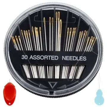 FIVEIZERO 30-Count Premium Hand Sewing Needles, 6 Sizes Embroidery Needles Kit with Threaders for Hand Sewing Crafts,Large Eye Sewing Needle Kit for Art and Craft Projects