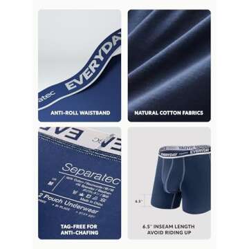Comfortable Men's Dual Pouch Boxer Briefs - 7 Pack