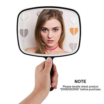 Koonero Large Wall Mount Hand Mirror with Handle, for Vanity Makeup Home Salon Travel Use (Square Bl...
