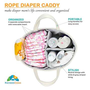 Stylish Baby Diaper Caddy Organizer - Portable Storage Solution