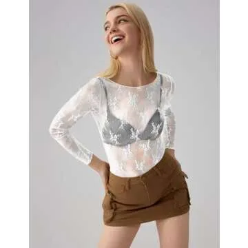 Shop KTILG White Long Sleeve Lace Tops for Women