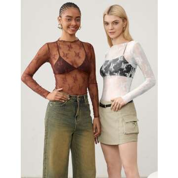 Shop KTILG White Long Sleeve Lace Tops for Women