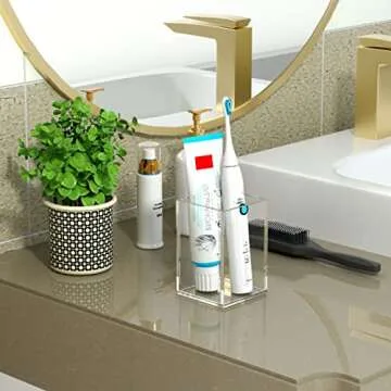 NIUBEE Acrylic Pen Holder 2 Pack,Clear Desktop Pencil Cup Stationery Organizer for Office Desk Accessory