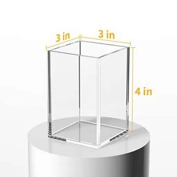 NIUBEE Acrylic Pen Holder 2 Pack,Clear Desktop Pencil Cup Stationery Organizer for Office Desk Accessory
