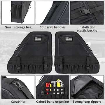 Xomzema 2PCS Roll Bar Storage Bags Rear Trunk Organizer Cargo Cage Saddlebag Tool Kits Multi Pocket Handbags Interior Accessories for Ford Bronco Offroad 2/4 Door 2021 2022 2023 2024