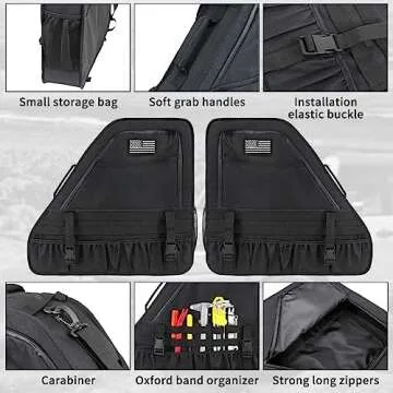 Xomzema 2PCS Roll Bar Storage Bags Rear Trunk Organizer Cargo Cage Saddlebag Tool Kits Multi Pocket Handbags Interior Accessories for Ford Bronco Offroad 2/4 Door 2021 2022 2023 2024