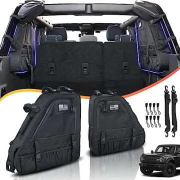 Xomzema 2PCS Roll Bar Storage Bags Rear Trunk Organizer Cargo Cage Saddlebag Tool Kits Multi Pocket Handbags Interior Accessories for Ford Bronco Offroad 2/4 Door 2021 2022 2023 2024
