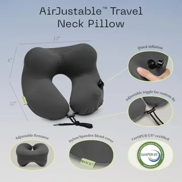 Coop Home Goods AirJustable Travel Neck Pillow for Comfort